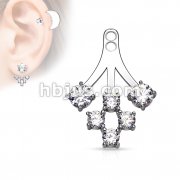 6 Round CZ Cluster Add On Earring/Cartialge barbell Jacket