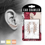 Pair of Marquise Cut CZs and CZ Paved Leaf Prepacked Ear Crawler/Ear Climber
