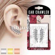 Pair of CZ Paved Olive Leaf Prepacked Ear Crawler/Ear Climber