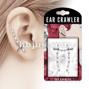 Pair of Princess Cut CZ Cross Prepacked Ear Crawler/Ear Climber