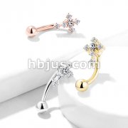 CZ Paved Cross Top 316L Surgical Steel Eyebrow Rings/ Curved Barbells
