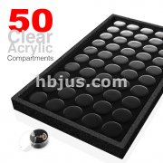 50 Slotted Removable Acrylic Jars with Velvet Insert Tray 