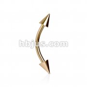Spikes Rose Gold IP Over 316L Surgical Steel Curved Barbell 