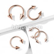 Spike Ends Rose Gold IP 316L Surgical Steel Circular Barbell/Horseshoe