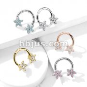 CZ Flower Ends 316L Surgical Steel Circular, Horseshoe