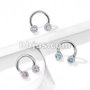 Paved CZ Daisy Ends  316L Surgical Steel Circular Horseshoe