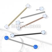 316L Surgical Steel Threadless Push in Industrial Barbells with Prong Set Opal Ends