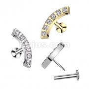 5 CNC Set CZ Curved Threadless Push In Top All 316L Surgical Steel Labret With Convex Back Stud