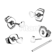 1pc Implant Grade Titanium Threadless Earring Stud With Heart Shaped Top