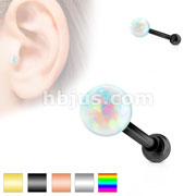 Opal Ball Internally Threaded 316L Surgical Steel Cartilge/Tragus Barbell Stud Rings