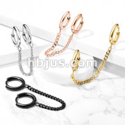 Chain Linked Round Clicker Ear Hoops All 316L Surgical Steel