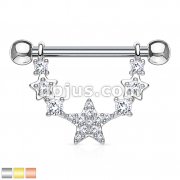 CZ Paved Linked Stars 316L Surgical Steel Nipple Rings