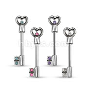 40pcs of Assorted Heart Key with CZ 316L Surgical Steel Nipple Bar Package (10 Pcs x 4 Colors