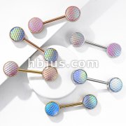 Holographic Dragon Scale Set Ends 316L Surgical Steel Barbell Nipple Rings