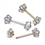 316L Surgical Steel Nipple Barbell With 5 Baguette CZ Set Crown Ends