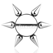 Long Spikes 316L Surgical Steel Nipple Ring