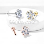 Five Pear CZ Petal Flower Internally Threaded 316L Surgical Steel Flat Back Studs for Labret, Monroe, Ear Cartilage and More
