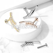 Double Lined CZ Paved Curve Top on Internally Threaded 316L Surgical Steel Flat Back Studs for Labret, Cartilage and More