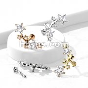 Multi Star CZ Vine Top Internally Threaded 316L Surgical Steel Flat Back Studs for Labret, Monroe, Cartilage and More