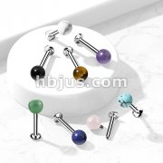 Natural Stone Internally Threaded 316L Surgical Steel Flat Back Studs for Labret, Monroe, Cartilage and More