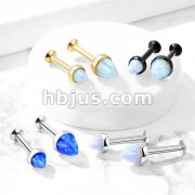 Opal Spike Top 316L Surgical Steel Internally Threaded Labret Studs for Chin Monroe, Ear Cartilage, and More