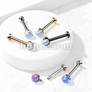Claw Set Opal Ball Internally Threaded 316L Surgical Steel 2.5mm Micro Base Labret, Flat Back Studs