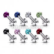 316L Surgical Steel Internally Threaded Labret With Prong Set Gem Top 160pc Pack (20pcs X 8 Colors) 