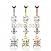 Dozen Pack Paved Diamond with 4 Quadrant CZ Drop Dangle 316L Surgical Steel Navel Belly Ring