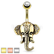 316L Surgical Steel Belly Ring with Elephan