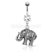 Elephant Dangle 316L Surgical Steel Belly Button Navel Rings