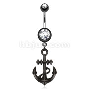 Black IP Surgical Steel Anchor Dangle Navel Ring