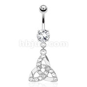Celtic Knot with Paved Gems Dangle 316L Surgical Steel Navel Ring