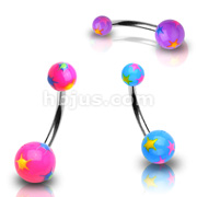 Starburst Multi Colored Acrylic Ball 316L Surgical Steel Navel