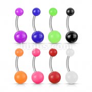 316L Surgical Stainless Steel Navel Rings With UV Balls 24pc Pack (3pcs X 8 Colors) 