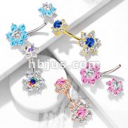 7 CZ Flower with Internally Threaded CZ Flower Top 316L Surgical Steel Belly Button Navel Rings