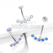 Opal Curved Line with Internally Threaded Opal Top 316L Surgical Steel Belly Button Navel Rings