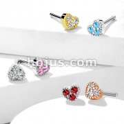 CZ Set Heart Top 316L Surgical Steel Nose Stud Rings