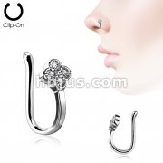CZ Paved Dia Flower Non Piercing Nose/ Ear Clips