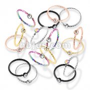 120 Pcs Crystal Set Twisted Rope PVD over 316L Surgical Steel Bendable Hoop Nose Ring Bulk Pack (20 Pcs x 6 Colors)