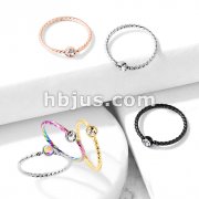 Crystal Set Twisted Rope 316L Surgical Steel Bendable Hoop Nose Ring