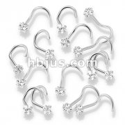 100 Pcs Prong Set Star CZ Top 316L Surgical Steel Nose Screw Rings
