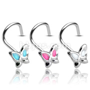 Butterfly 3mm Gemmed with 20GA .925 Sterling Silver Nose Screw