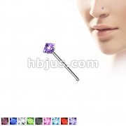20GA .925 Sterling Silver Bendable Nose Ring with 2.5mm Square CZ