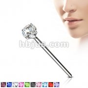  Bendable Fishtail Nose Ring w/ Assorted Prong Set CZ 20GA .925 Sterling Silver