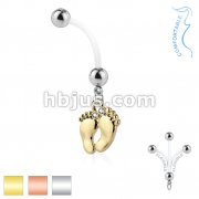 Baby Foot Pregnancy Belly Rings Bioflex with 316L Surgical Steel Balls 