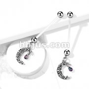 Crescent Moon Pregnancy Belly Ring Bioflex with 316L Surgical Steel Balls