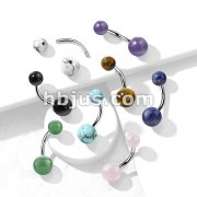 Natural Stone Balls with Threaded Steel Inserts316L Surgical Steel Belly Button Ring