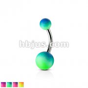 Two Tone Rubber Coating Over  316L Surgical Steel Belly Rings