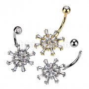 316L Surgical Steel CZ Ship Wheel Belly Button Ring