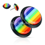 Rainbow Striped Acrylic Fake Plug with O-Ring